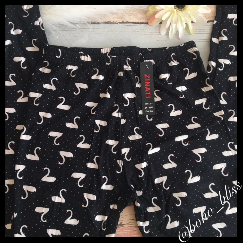 White Swan Soft Black Stretch Leggings NEW - Picture 5 of 5